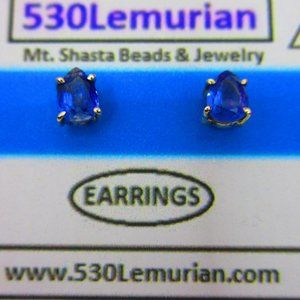 Blue Kyanite Faceted Gemstone Sterling Silver Stud Earrings